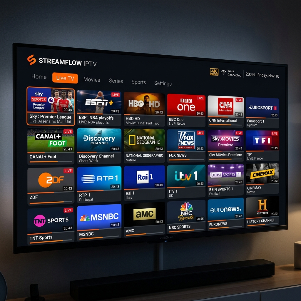 VipsATV channel grid interface showing vipsatv live channels